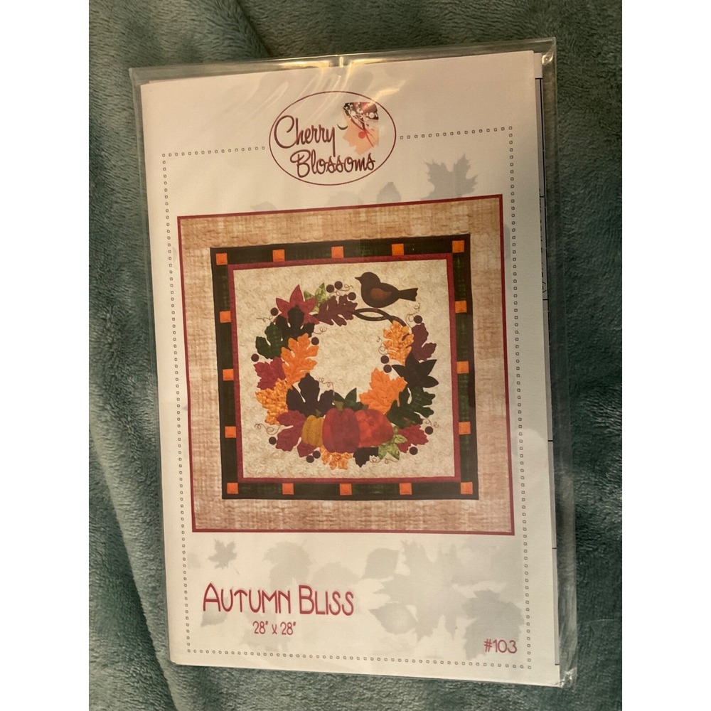 Quilt pattern Autumn Bliss by Cherry Blossoms applique wall hanging
